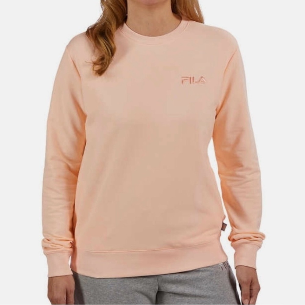 Fila Women’s Midweight French Terry Sweatshirt S Tropical Peach Pink Pullover